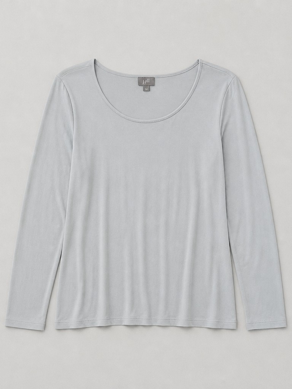 J. Jill Light Gray Scoop-Neck Long Sleeve Tee